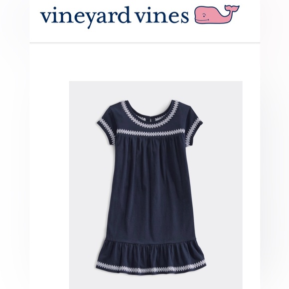 VINEYARD VINES dress Sz 14 Island Lattice navy cotton EUC - Picture 2 of 9